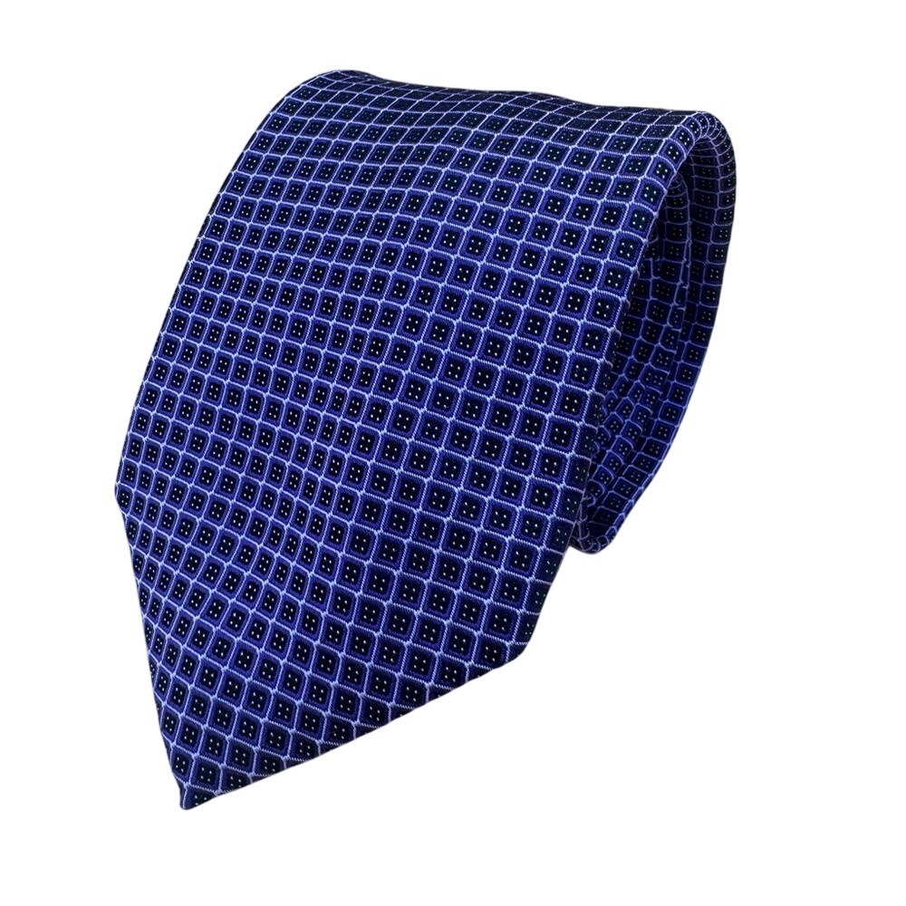 Tasso Elba 100% Silk Purple Geometric Weave Men's Tie, EUC